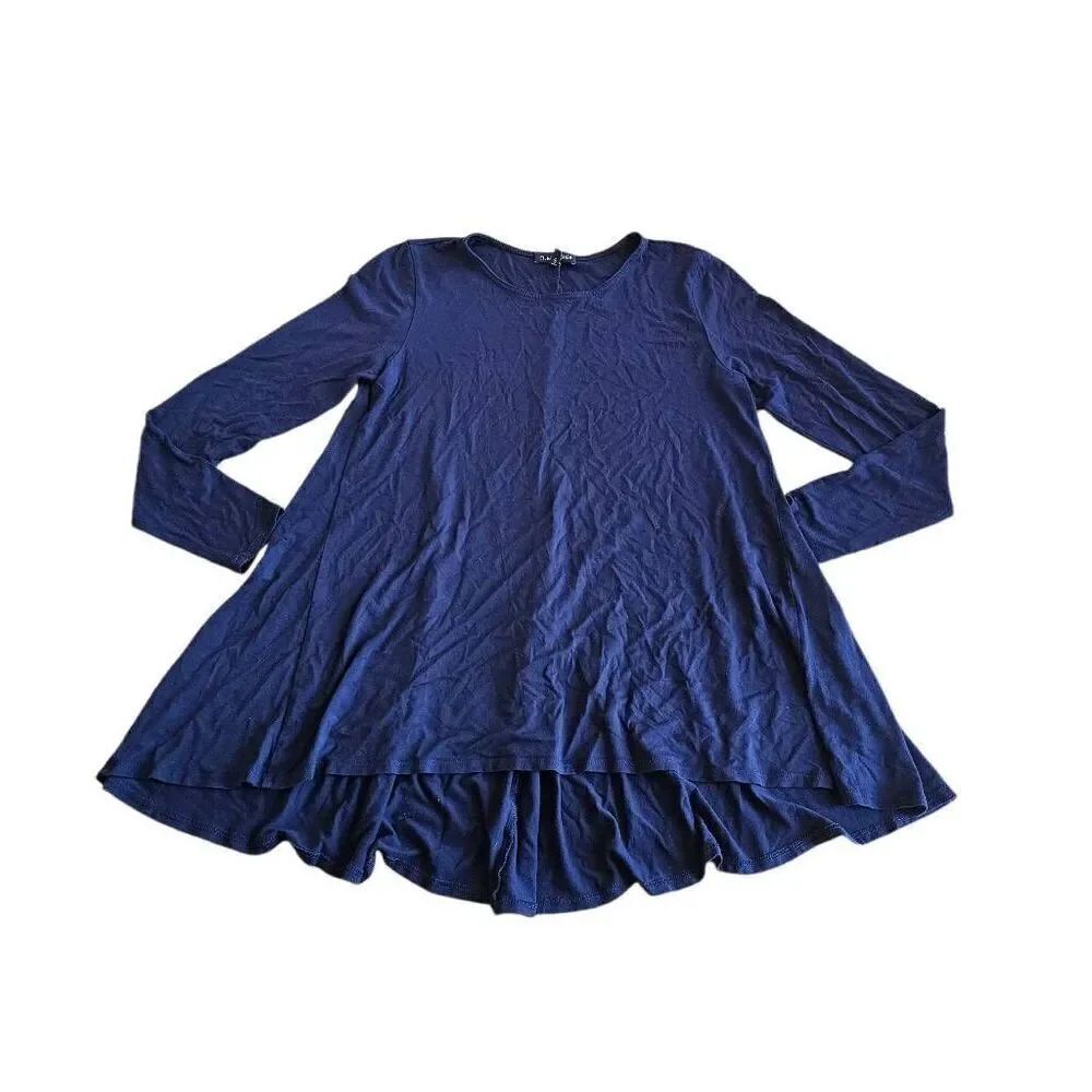 Eileen Fisher womens Sz XS navy flowy long sleeve tunic top